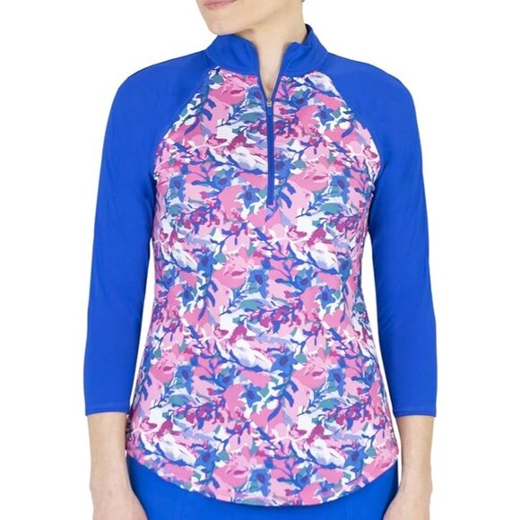 Jofit Women's Athletic Clothing for Golf and Tennis, 3/4 Sleeve Mock Shirt, Larg - Picture 1 of 2